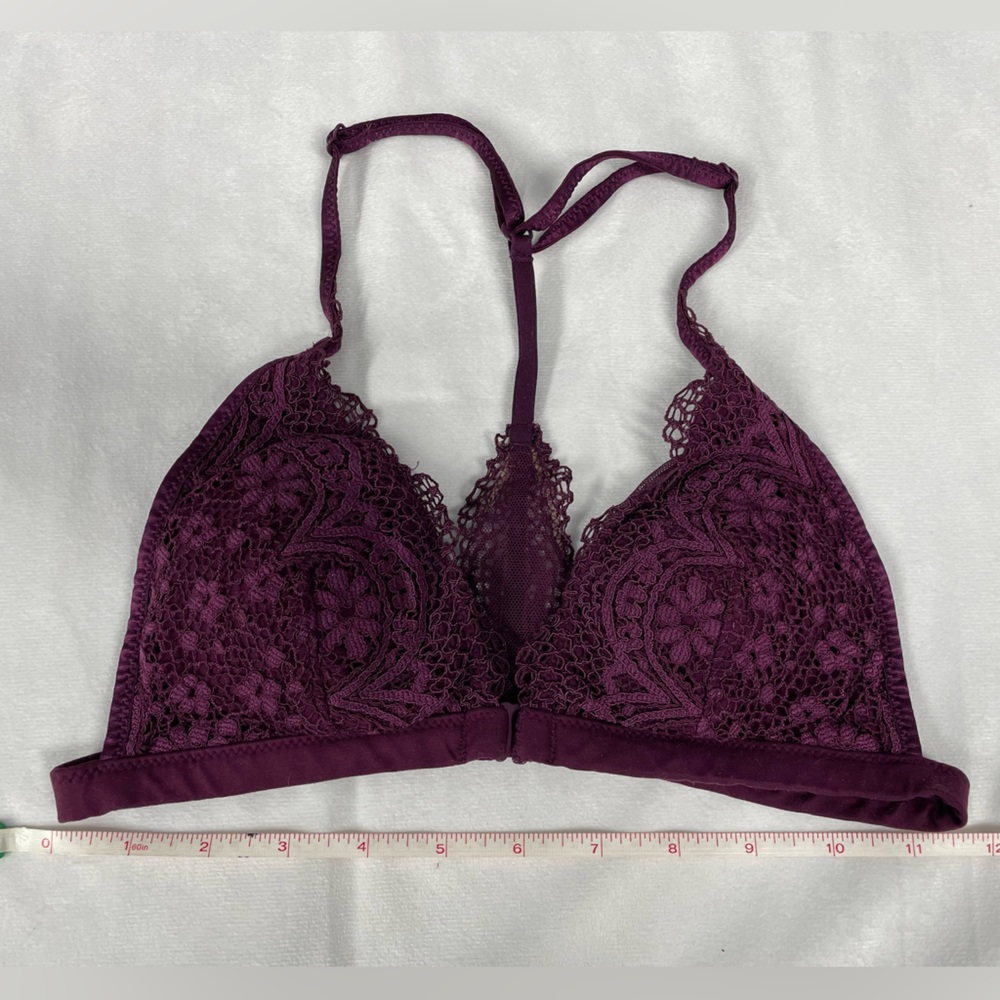Victoria's Secret Bralette Women's Size S Lace Mesh Bra Racerback Burgundy
